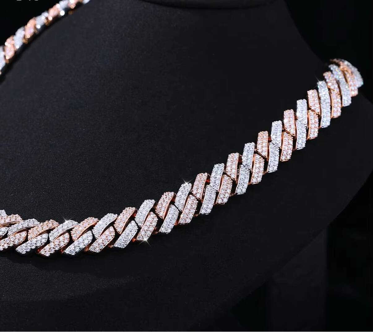 10K14K18K Gold Cuban Chain Full Pave Lab Grown Diamonds Double Row Design IGI Certified Hip Hop Jewelry