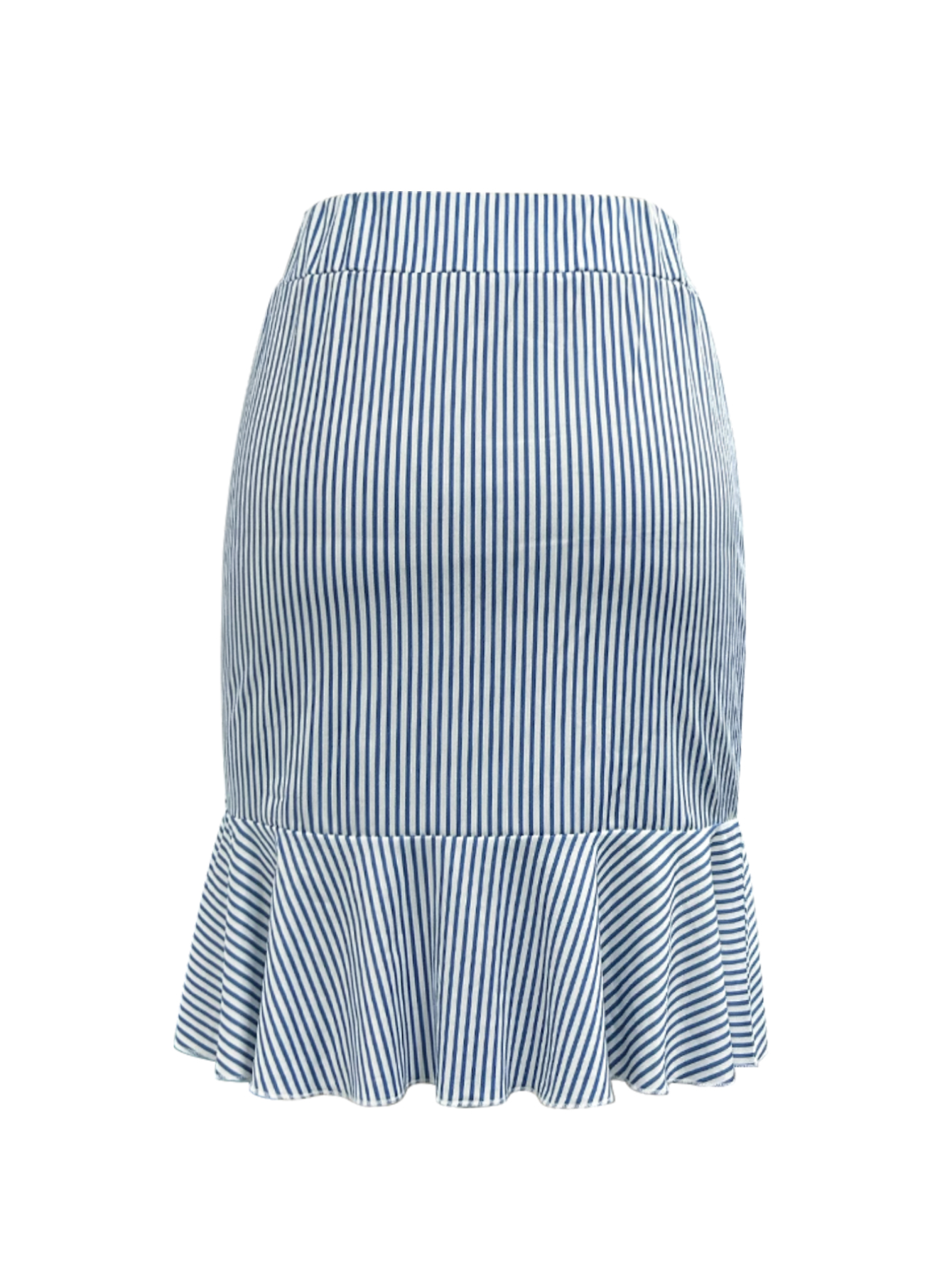 Women's Spring & Summer Striped Printed French Elegant Style Commute Ruffled Midi Skirt, Milk Silk Versatile Skirt-CF50792