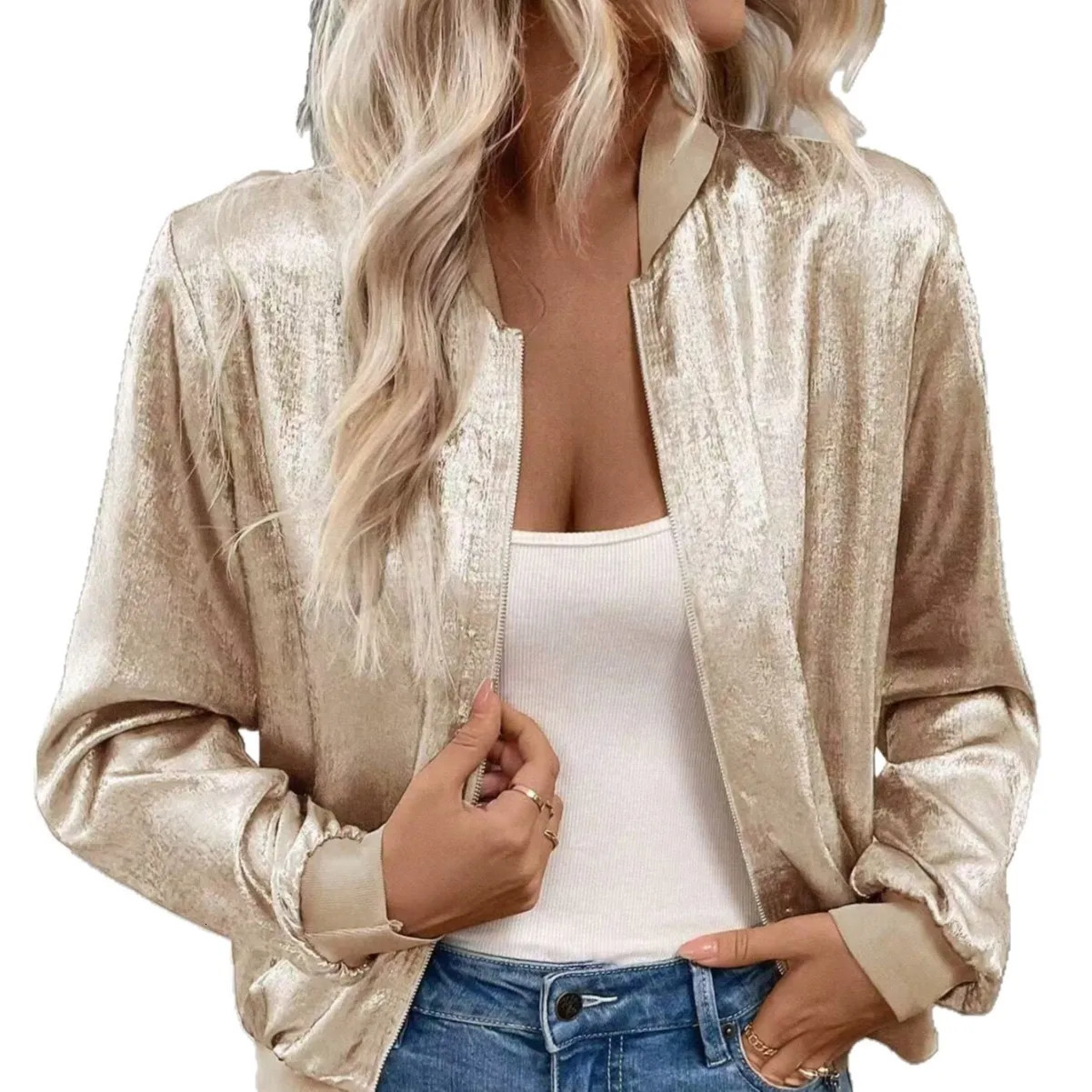 autumn and winter crossborder bright color fashionable commuting zipper slim fit womens jacket for Europe America 251021