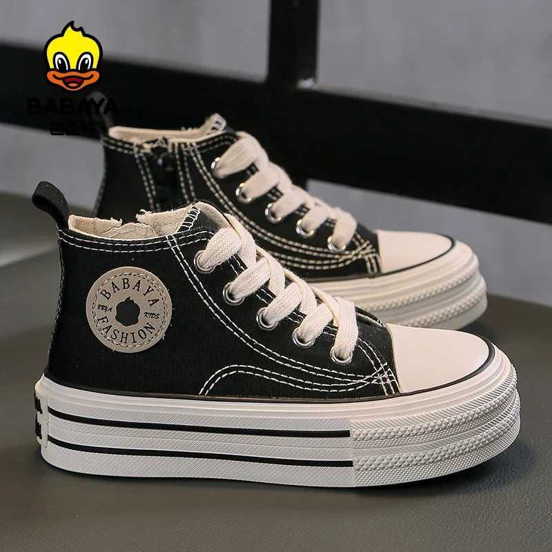 Babaya 2025 Autumn New High Top Childrens Canvas Shoes Girls Shoes Boys Breathable Cloth Shoes Kids Sneaker Spring Lacing W251021