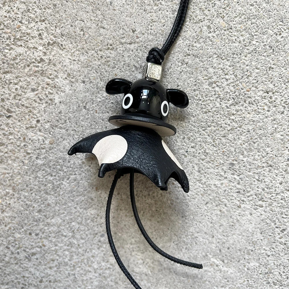 Genuine Leather Whimsical Creature Keychain Bag Charm for Luggage Purse Car Decor Cute Accessory 251017