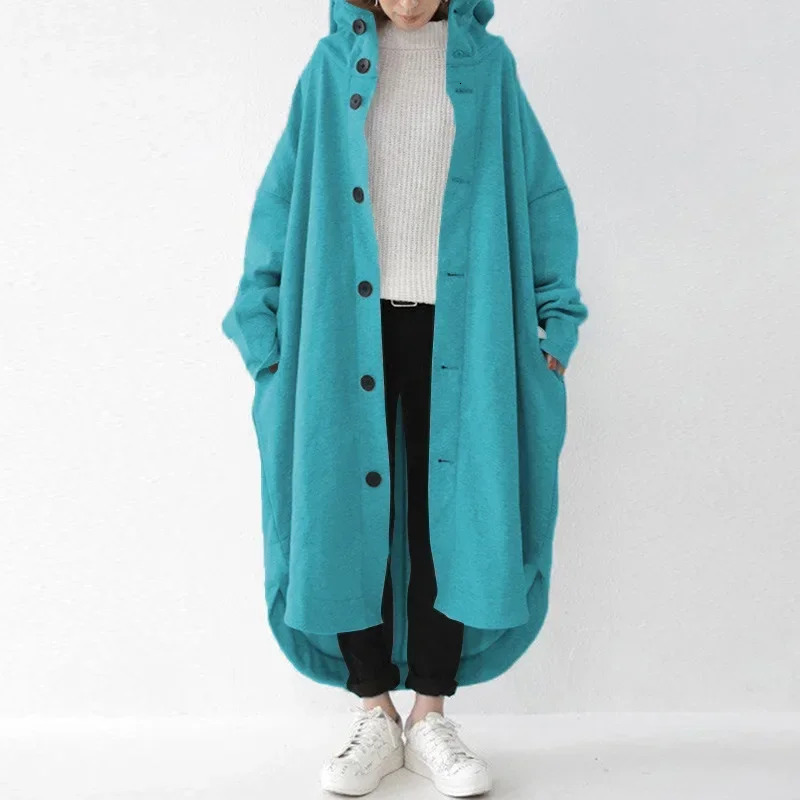 Spring Women Coat Long Hoodie Trench Pockets Loose Oversize Hoodies Jacket Female Winter Warm Casual Fashion Ladies Clothes 251021