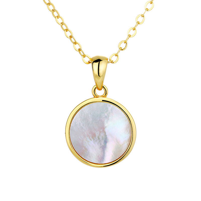 Designer necklace 18K gold natural freshwater pearl necklace light luxury oval mother of pearl high-end titanium steel zircon necklace free shipping