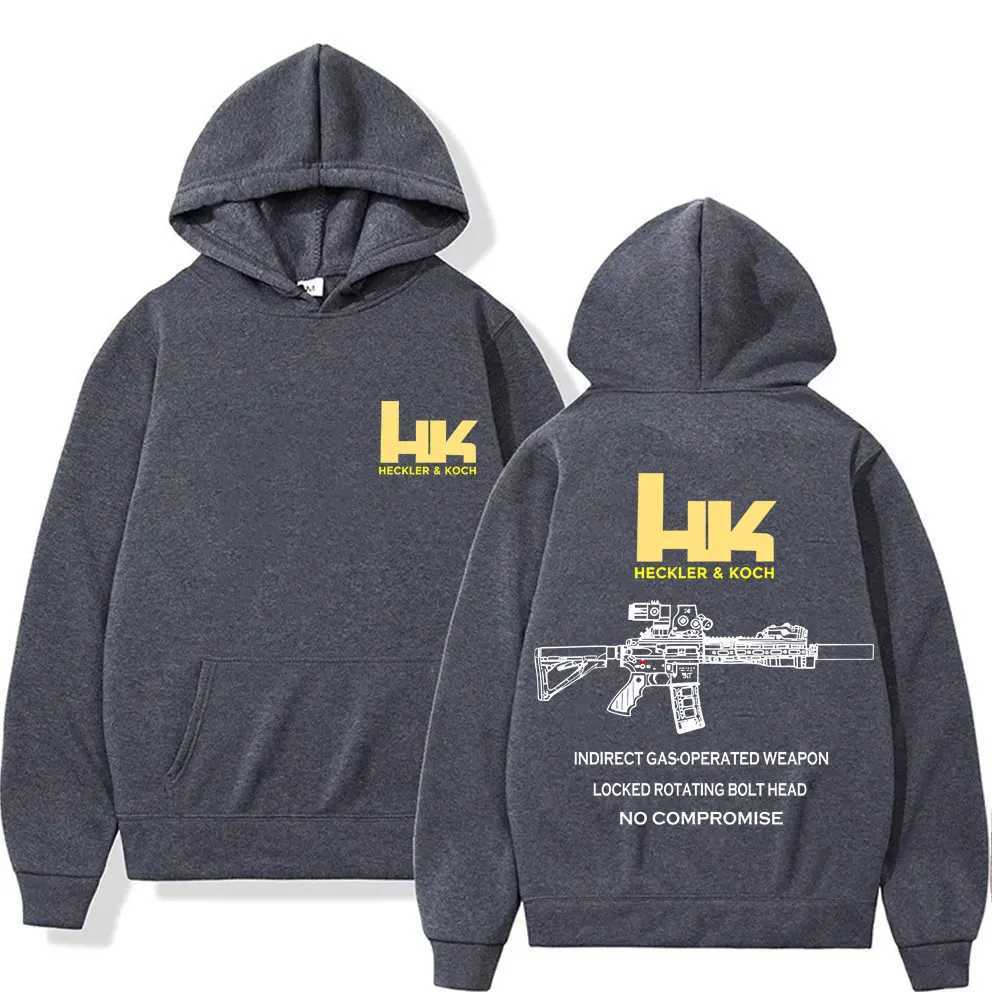 Heckler Koch HK Fashion M4 Gun Design Mens Casual Retro Trend Pullover Streetwear Autumn and Winter Warm Hoodie W251021