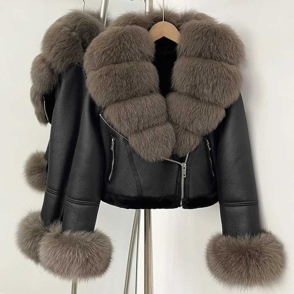 Fur Coat Winter Warm Real Fur Cuffs Clothes Women Short Faux Leather FAKe Fur Inner Jacket Thick Reality Fur Jacket Female Y251105