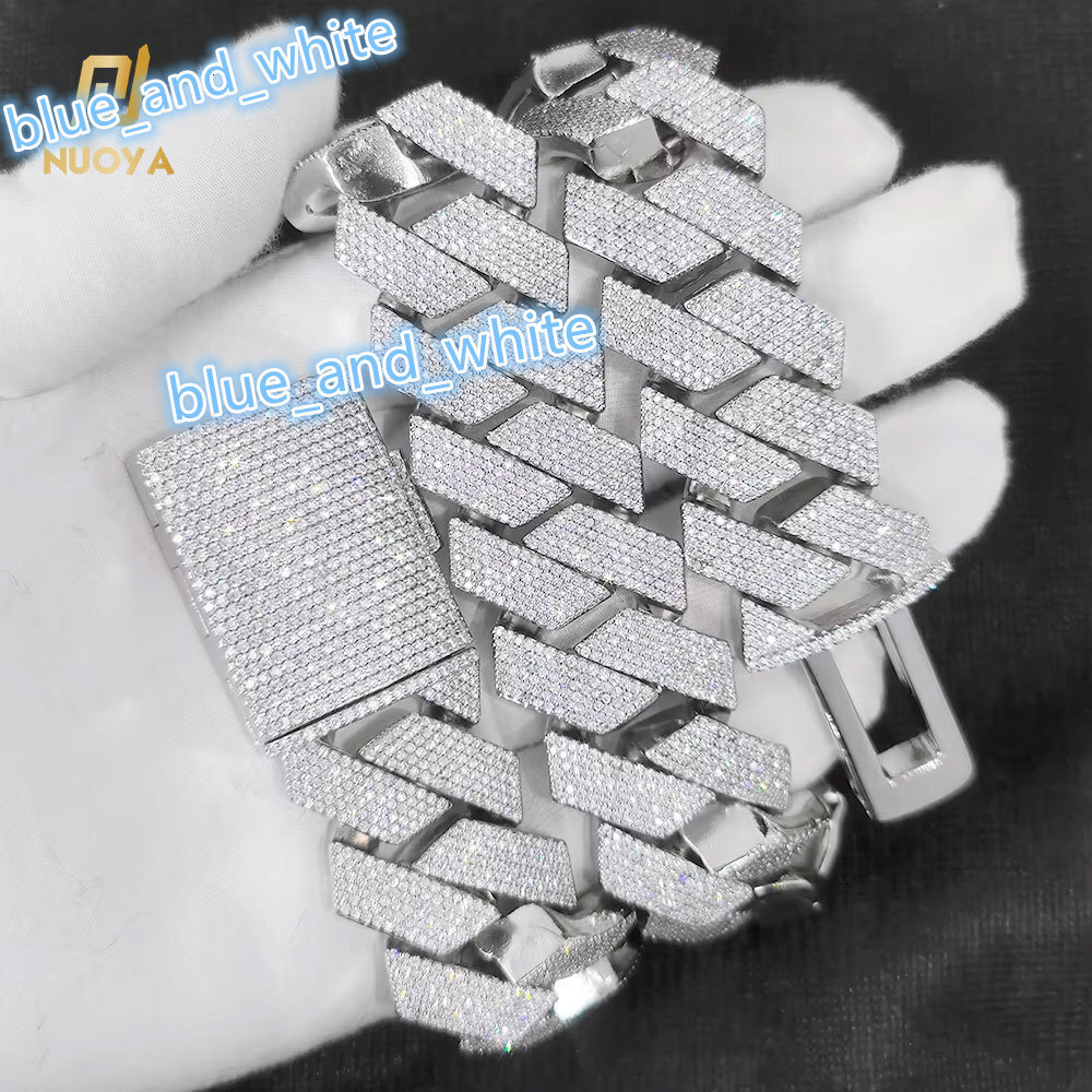 Hip Hop Fine Jewelry 25mm Chunky Cuban Chain Bracelet for Men Women Gold Silver Iced Out Full Diamond Prong Cuban Link Bracelets