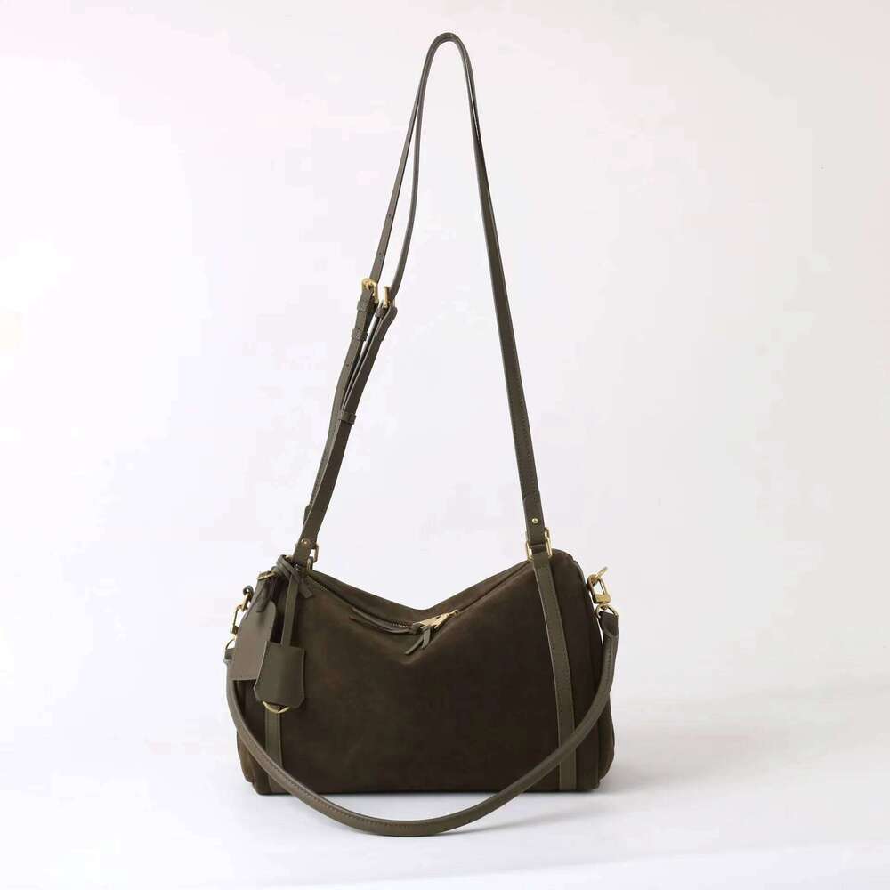 Suede Boston New Niche Design Large Capacity Vintage Frosted Cowhide Crossbody Fashion Women's Shoulder Bag Suotong1021