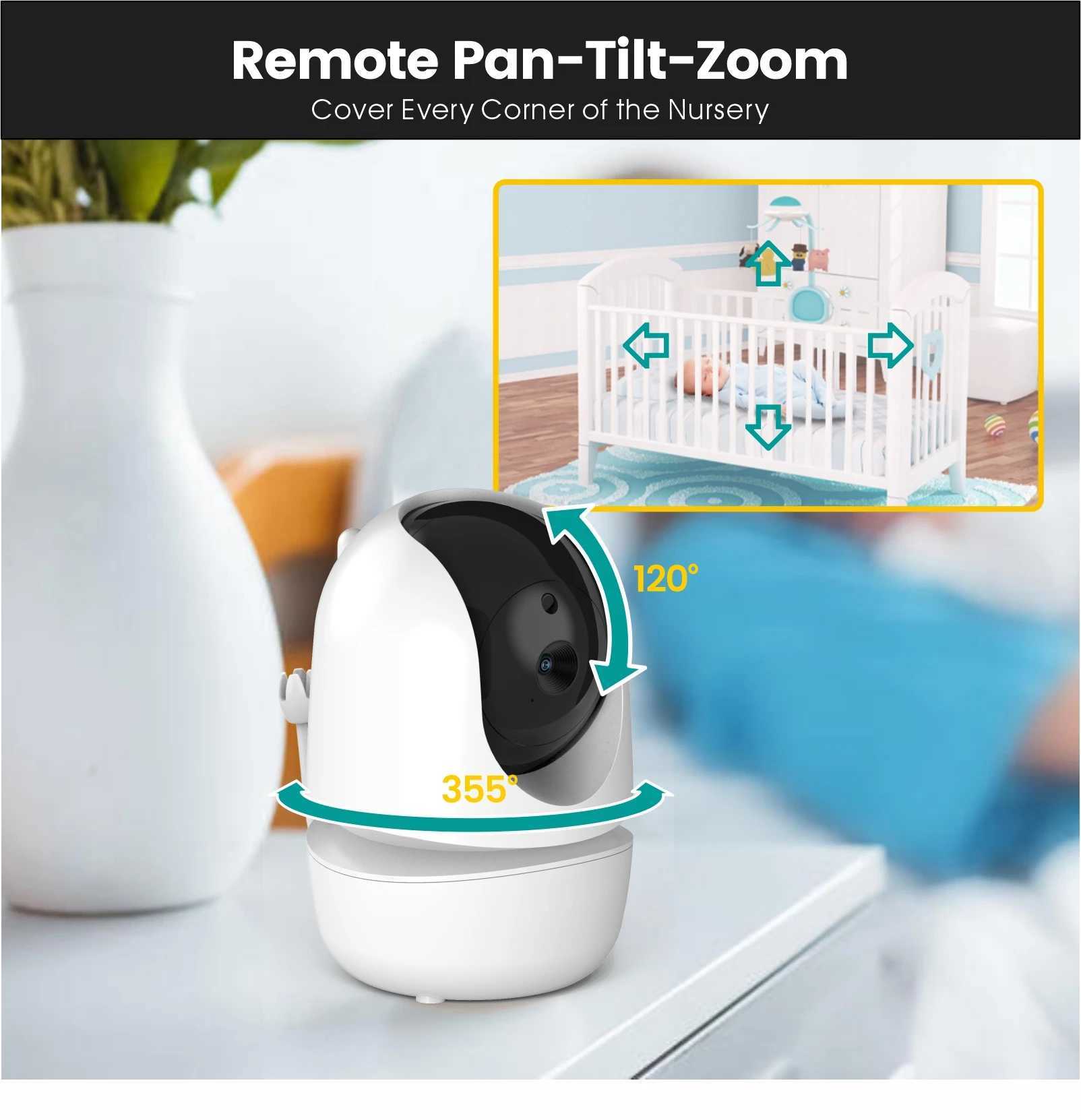 NEWS 43Inch IPS Screen Wireless PTZ Intercom Baby Monitor Temperature Display Nanny Cam Long Distance Baby Sitter Camera J251121