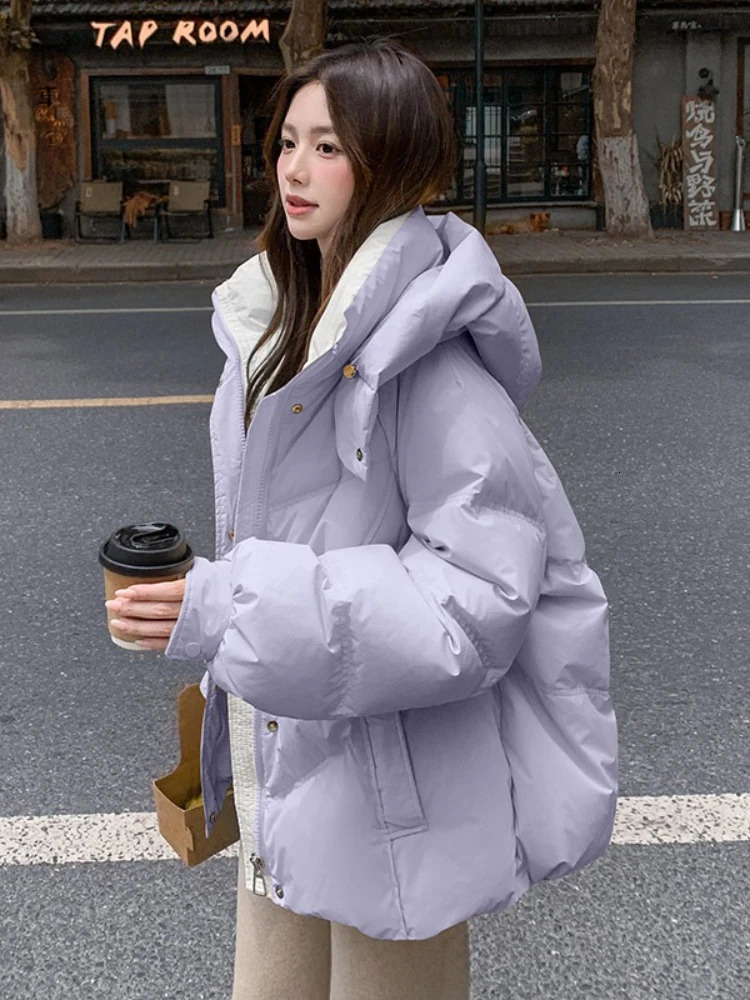 Women Clothing Short Cotton Coat Winter Style Loose Fit Thickened Petite Jacket Cold Protection Bread Parkas 251017