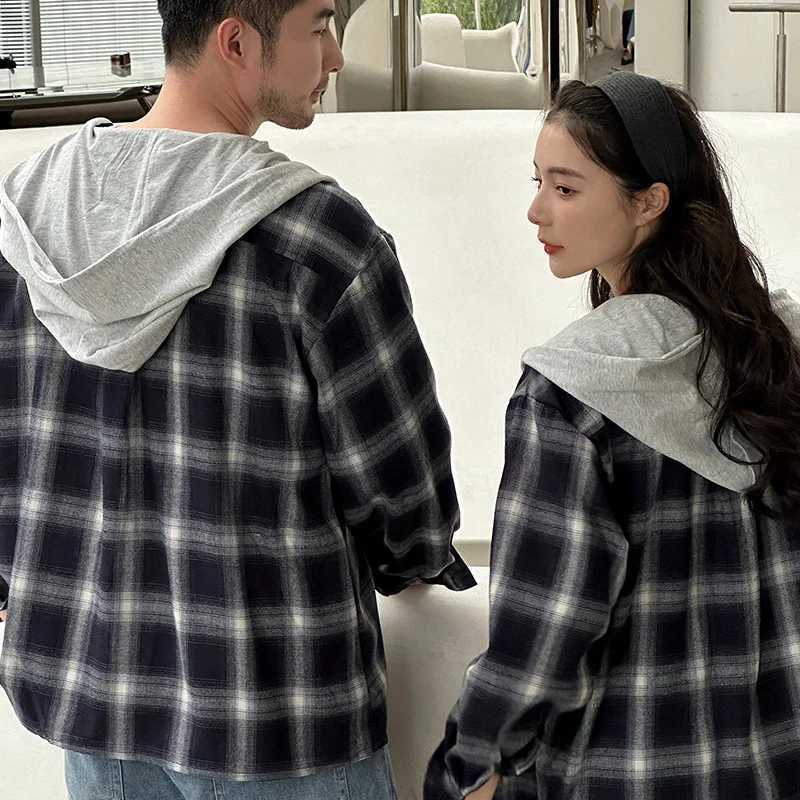 New Casual Family Matching Outfit Long Sleeve Hooded Shirt For Parent and Child Matching Clothes Plaid Shirt Family Look Costume L2510214JCU