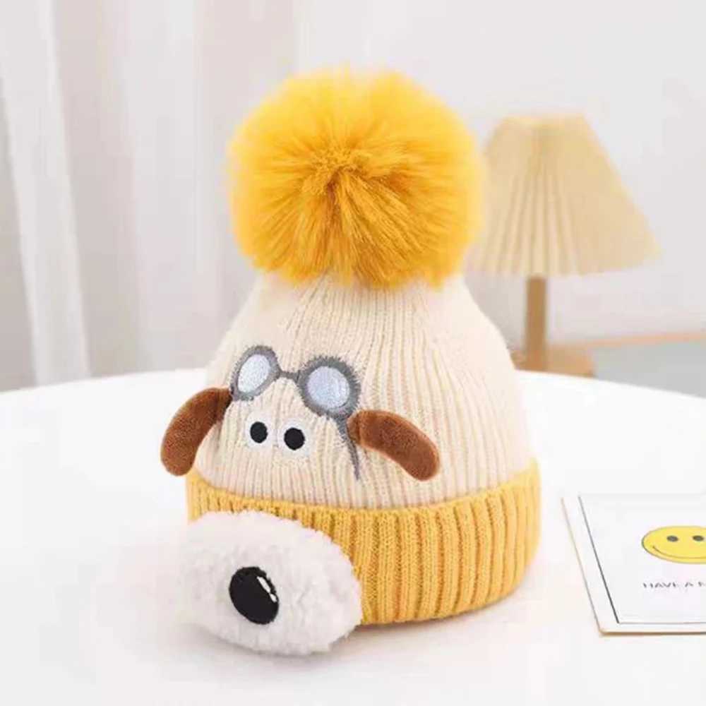 New Woof Dog Baby Hat Warm Protective Winter Knitted Hat Cartoon Windproof Thickened Earmuff Kids Winter Supplies Christmas Gift J251021