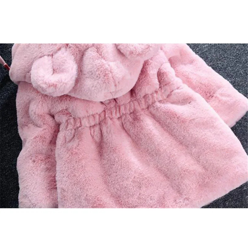 30 Winter Girls Plush Fur Jackets Kids Keeping Warm Hooded Cotton Clothes Fashion Outerwear Children Casual Solid Coat 251018