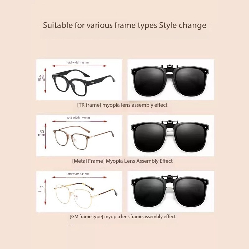 Sunglasses foldable men's and women's versatile sunglasses clip anti-ultraviolet polarized glasses for driving