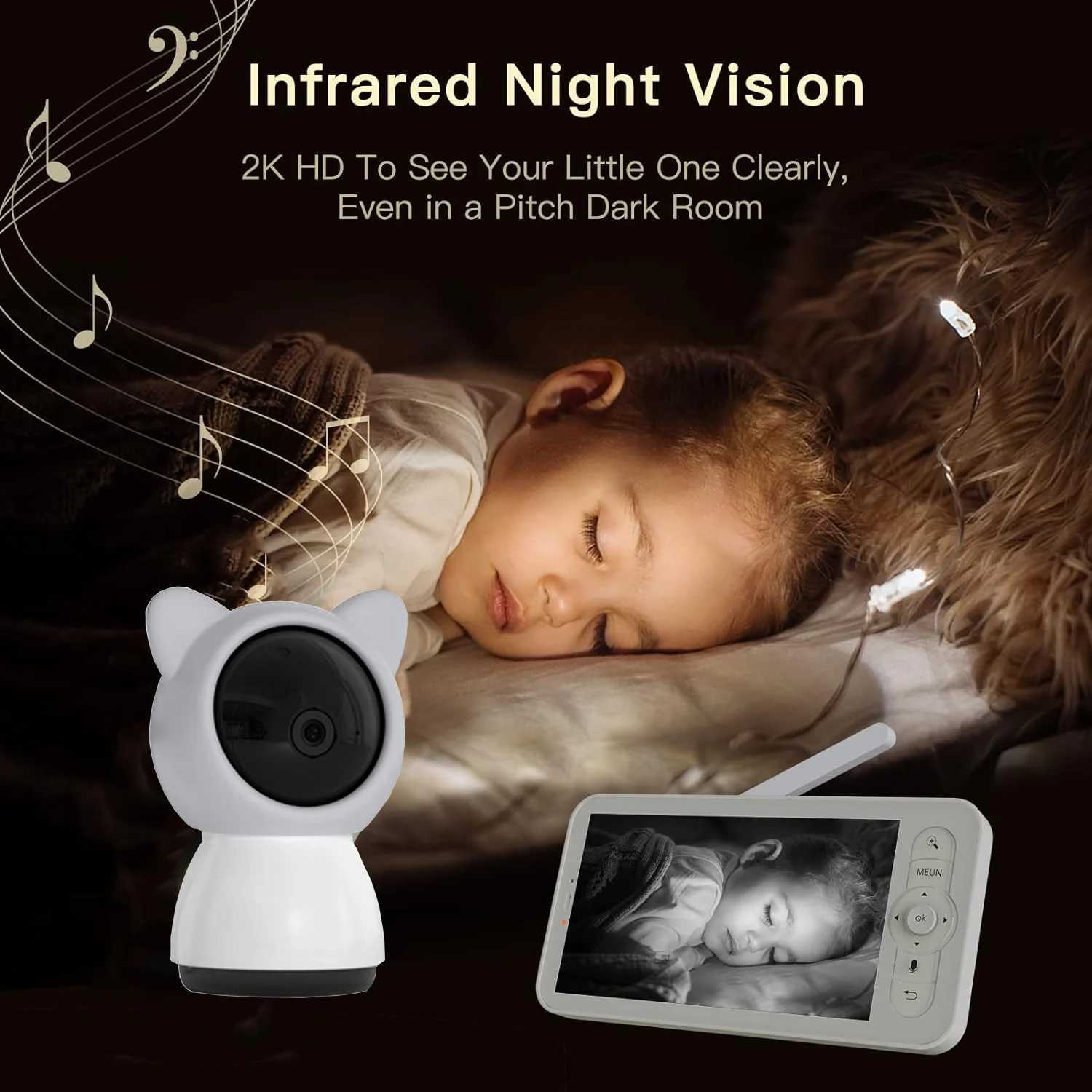 5 3MP Baby Monitor Babyphone Wireles Security Video Camera Bebe Nanny VOX HD Night Vision PTZ Lullabies Temperature Humidity J2511211