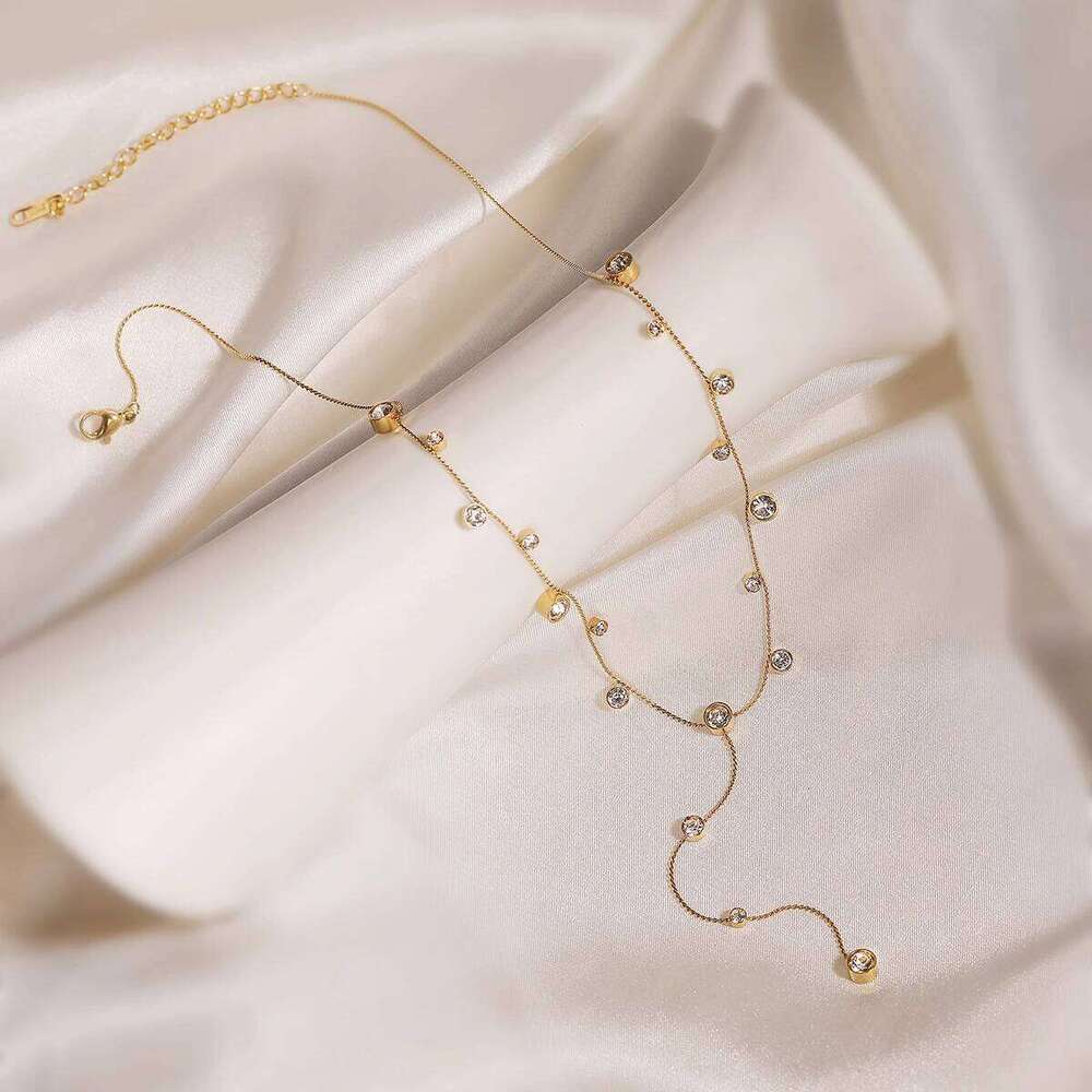 2025 New Arrival Shiny AAA CZ Zircon Sier/Gold Color Choker Necklaces For Elegant Women Stainless Steel Jewelry