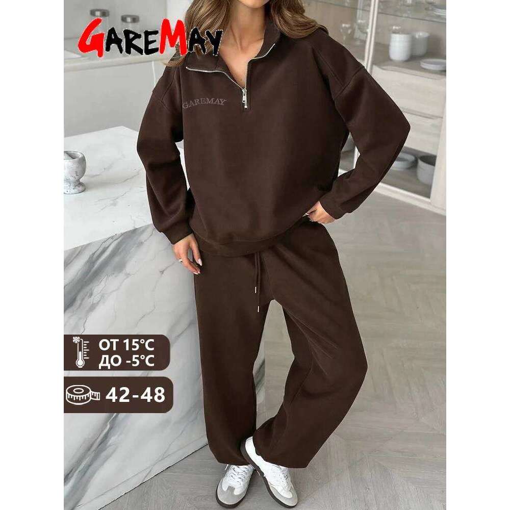 Spring Women's Tracksuit With Zipper Cotton Oversize Classic Pink Two Piece Set Casual Yellow Trouser Suits For Women