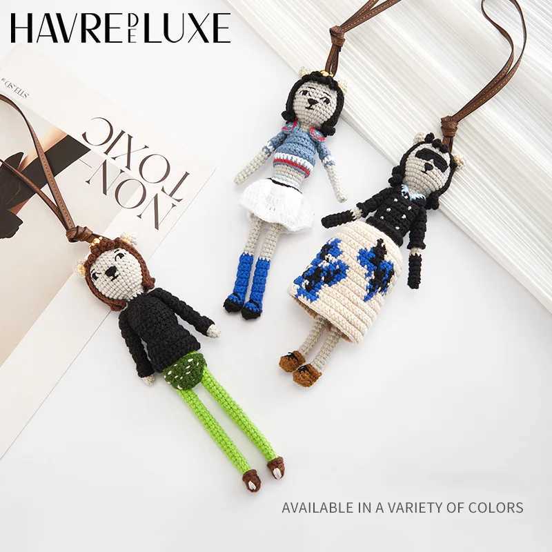 Cute doll bag pendant knitted humanoid bag charm braided keychain car pendant Womens Bag Accessories J251121