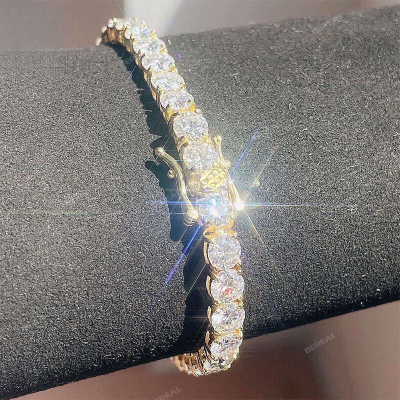 Real 10K 14K Bracelet Fast Delivery 3mm 4mm 5mm Vvs Moissanite Tennis Chain Necklace Jewelry