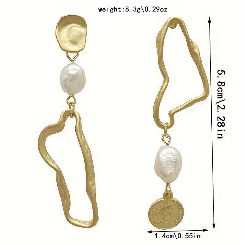 1Pair Hollow Irregular Shape Faux Pearl Decor Asymmetric Dangle Earrings Simple Y2K Style Creative Female Jewelry J251021