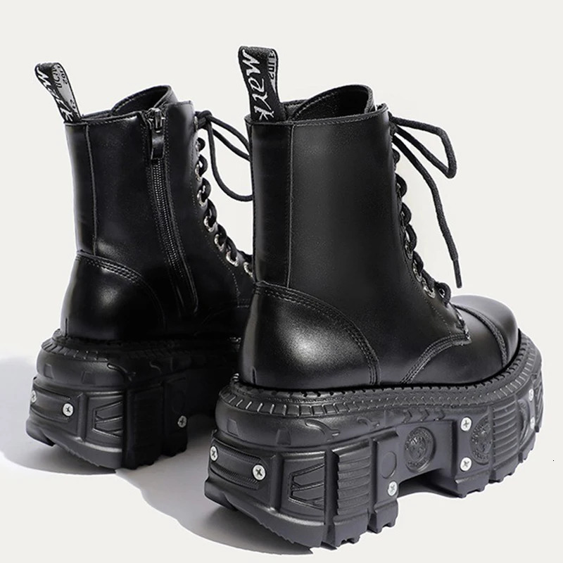 Women Punk Boots Platform Personalized Shoes Leather Cool Boots Retro Chunky High Quality Lace Up Casual Outdoor Shoes 42251020