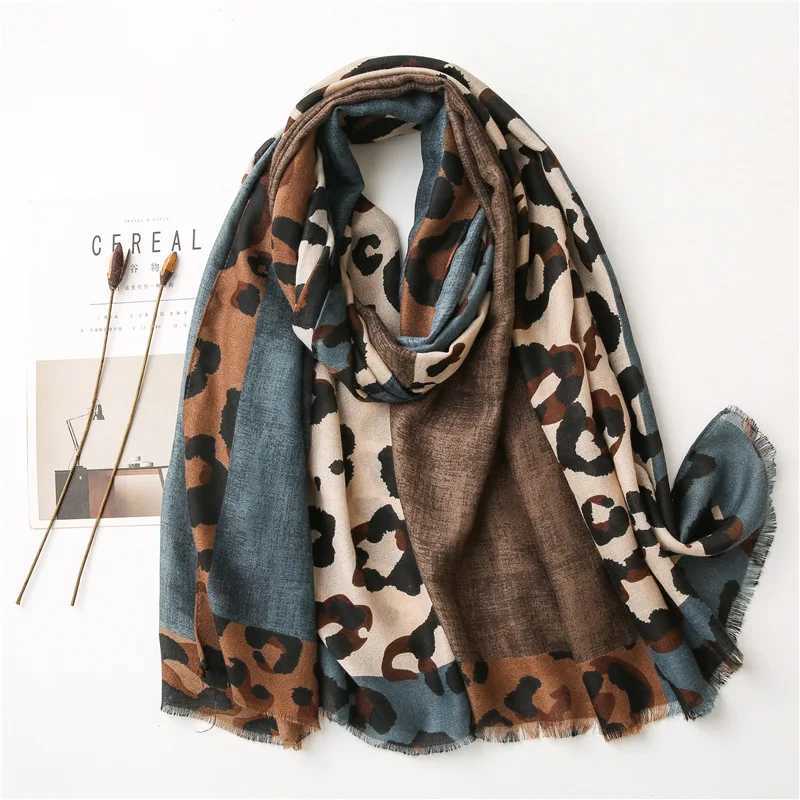 Spring Designer unique luxury brown ladies wild leopard scarf female long scarf shawl thin brown fashionable scarf long shawl W251021
