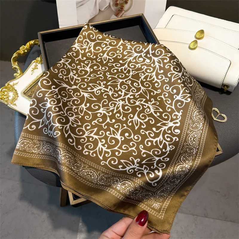 New Fashion Paisy Print Shawl Square Scarf for Wen Soft Satin Wraps Neckerchi Fa Hair Bands Ribbon band BandanaW251021