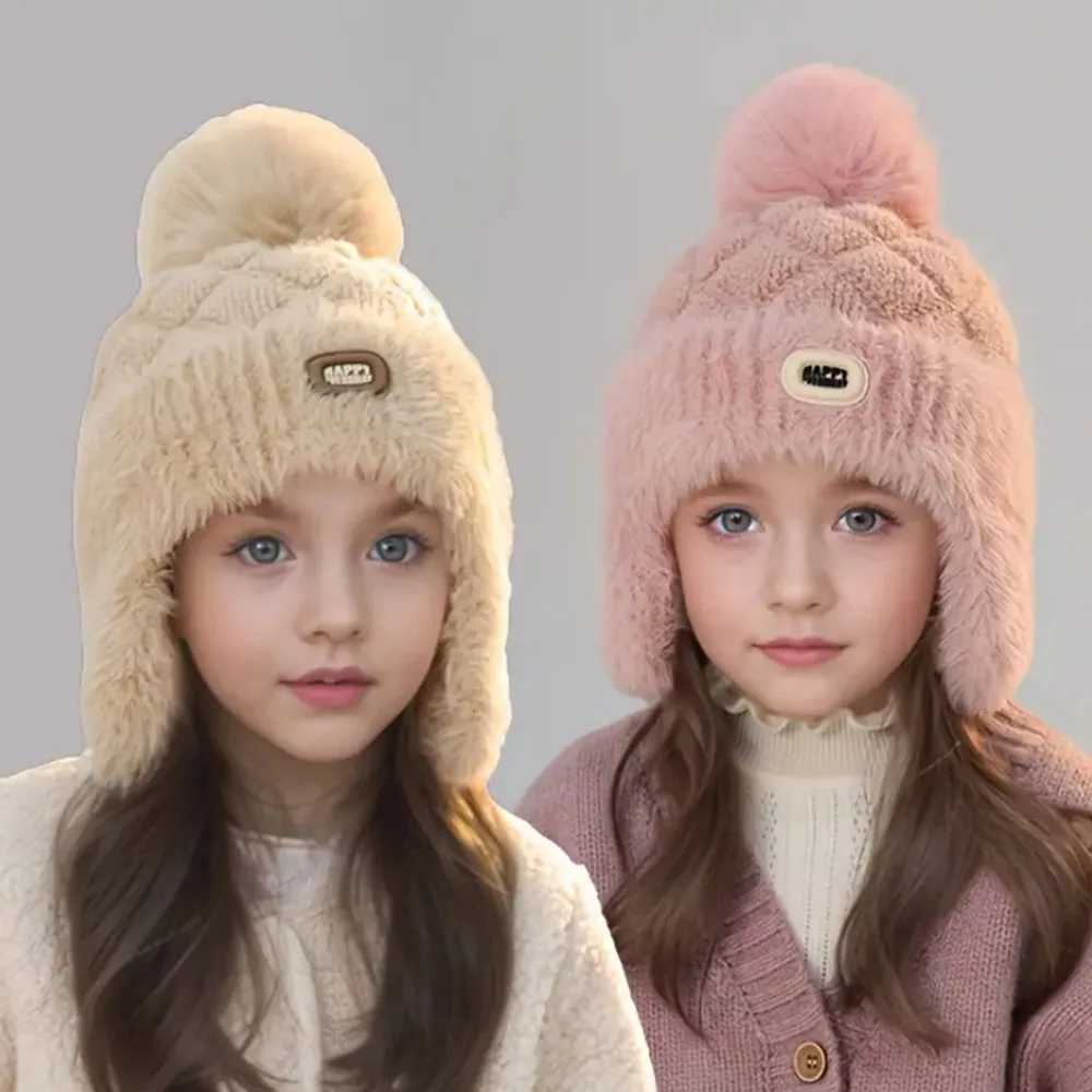 Kids Winter Hat with Ear Flaps Hat with Furry PomPom Plush Lining Soft Warm Beanie for Boys Girls for 410 Y J251021