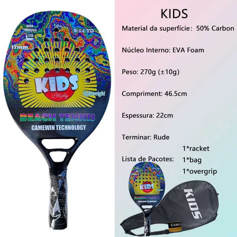 64yo Kids Beach Tennis Racket Beginner Racket Carbon Fiber 270g Light Suitable For Child With Cover Presente Black Friday 2023 W251021