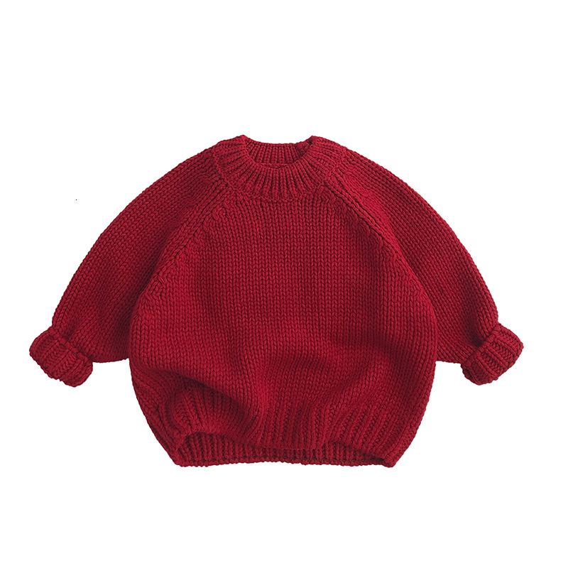 New Fashion Christmas Style New Year Winter Children's Sweater Designer Boys and Girls Fashion Knitted Sweater Retro Red Pullover Shoulder Up