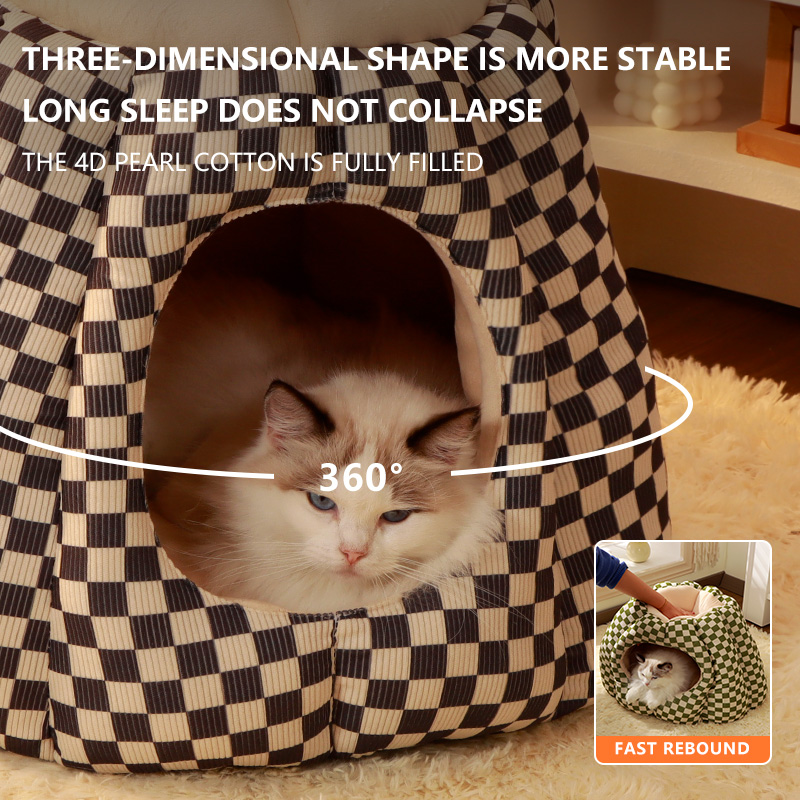 LEZIZI Winter Warm Cat Bed: Enclosed Design, Multi-size Customizable. it is three-dimensionally comfortable, also suitable as a dog bed and pet sleepi
