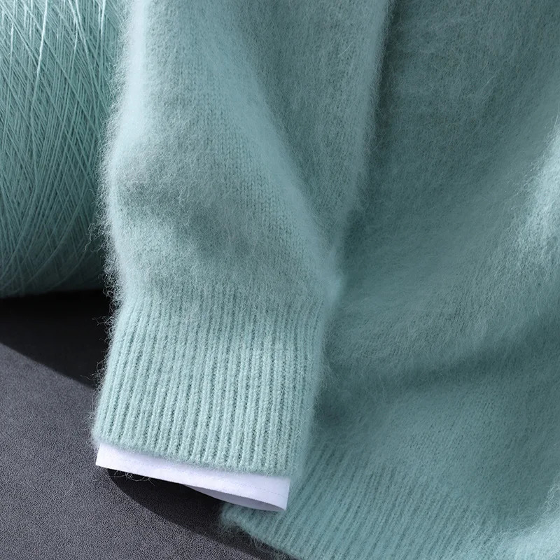 100 Mink Cashmere Sweater Men Mockneck Zipper Pullover Autumn Winter Thick Soft Warm Comfy Cashmere Knitwear High Quality Tops 251020