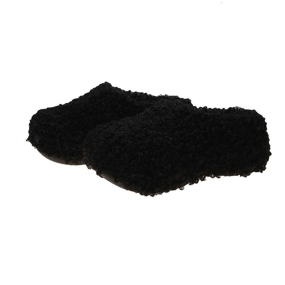 Free Shipping 2025 New Thick-Soled Lazy Closed-Toe Slippers Furry Cotton for Women Lamb Wool Outdoor Mules Single Shoes with Fleece - view 8