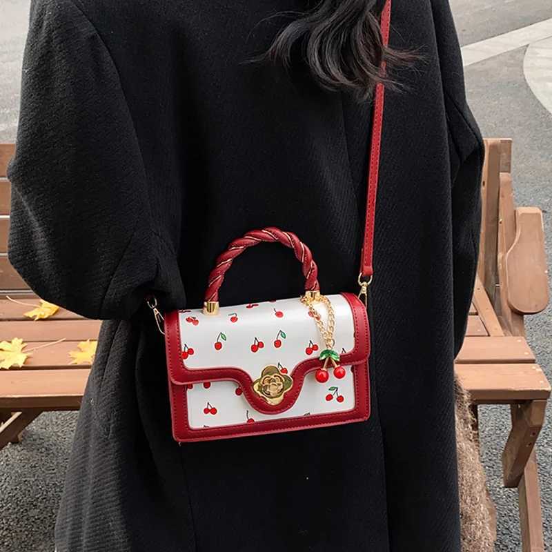 Sweet Crossbody Bag Fashion Cherry Print TopHandle Ladies Luxury Square Shoulder Bag Women High Quality Sling PurseXJ251021