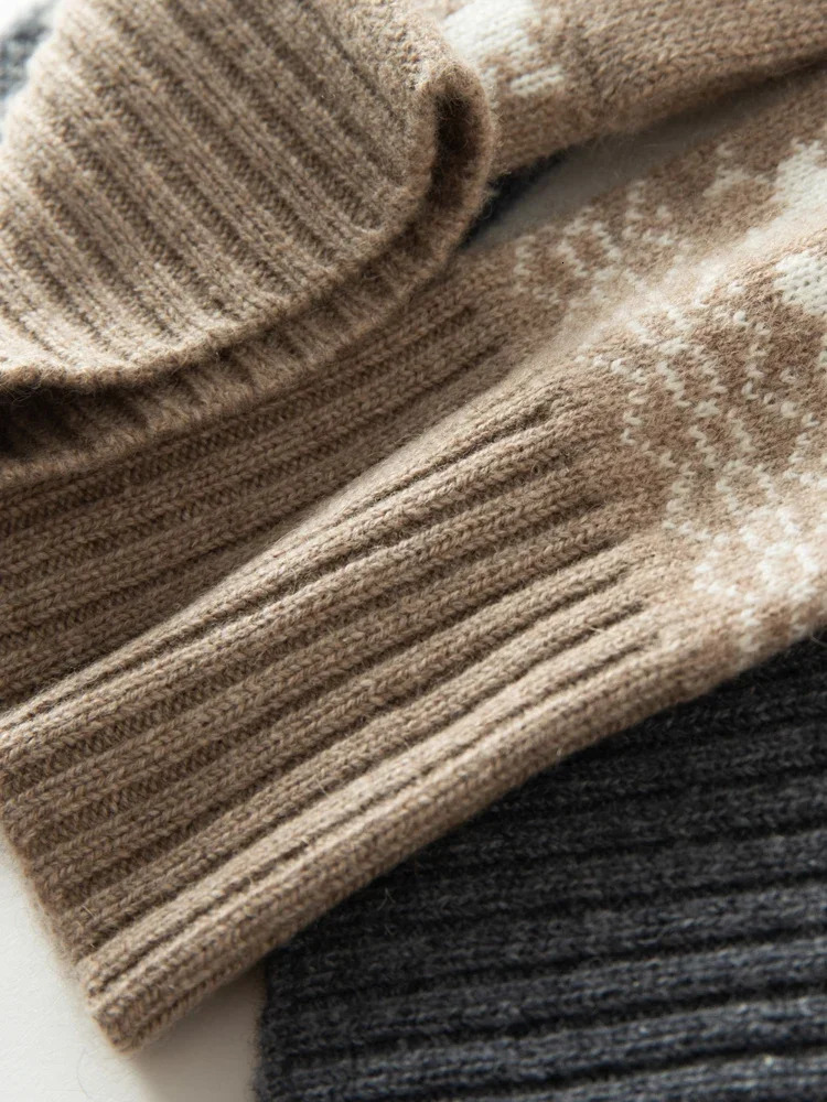 Women 100 Cashmere Jacquard Knitted Gloves Touchscreen Autumn Winter Christmas Gloves Warm Wrist Length Classic Female Mittens 251020