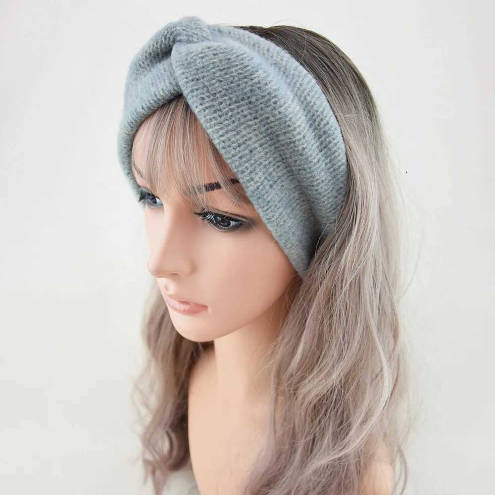 New Wool Knitting Cross Wide Headbands Winter Ear Warmer Soft Elastic Mohair Headwrap Turban For Women Girl Hair AccessoriesW254021