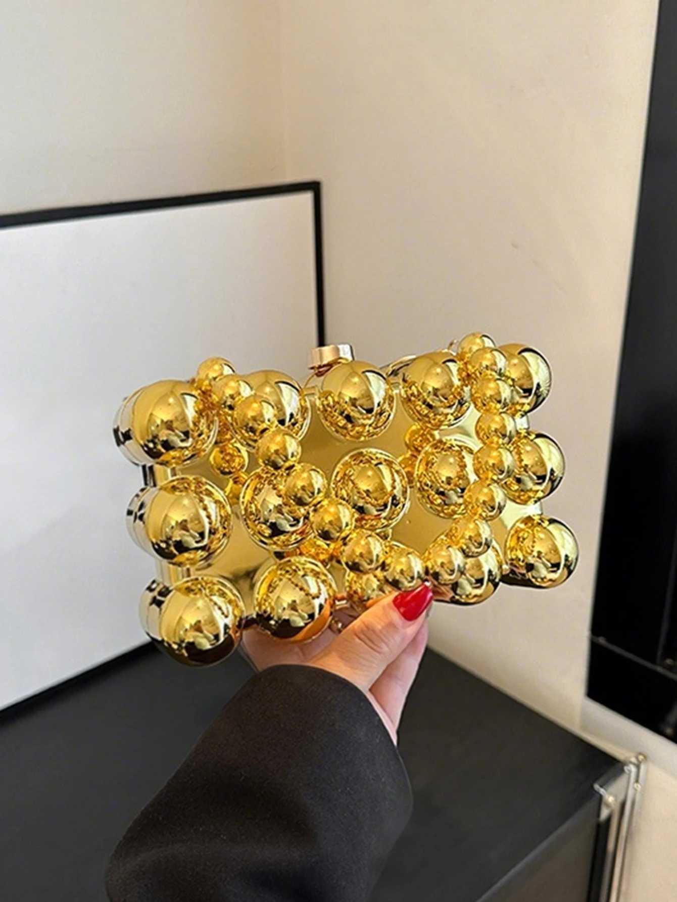 Gold Evening Clutch Bag Fashion Designer Bag Square Crossbody Bag Acrylic Women Wedding Party Handbag Shoulder Bag H251020