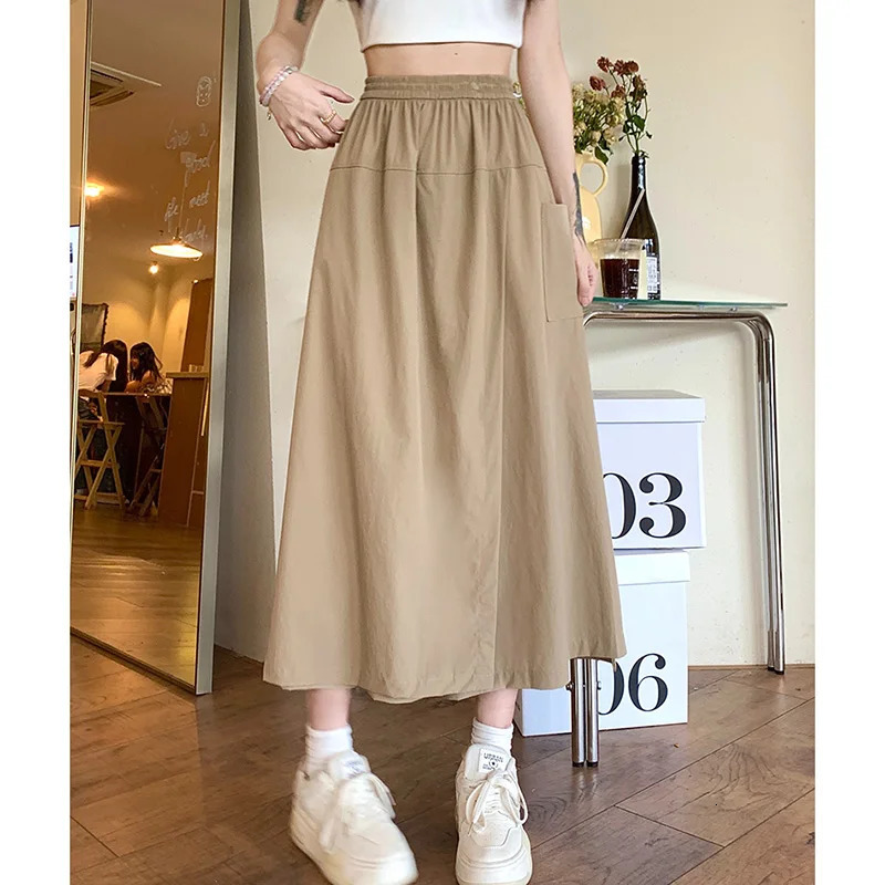 Girls Chic Elastic High Waisted Long Pants Lady Comfortable Wide Leg Trouser Korean Fashion Solid Color Slacks 251015