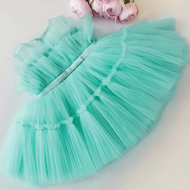 Girls Wedding Princess Dress Baby Kids Elegant Party Tutu Fluffy Prom Gown Children Bridesmaids Evening Tulle Birthday Dresses 251021