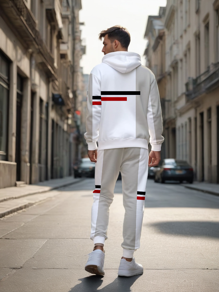 Men's Ankle-Length Knitted Hoodie Casual Outdoor Polyester Print Long Sleeve T-Shirt Adjustable Drawstring Hood Autumn Wear - LMWY00182
