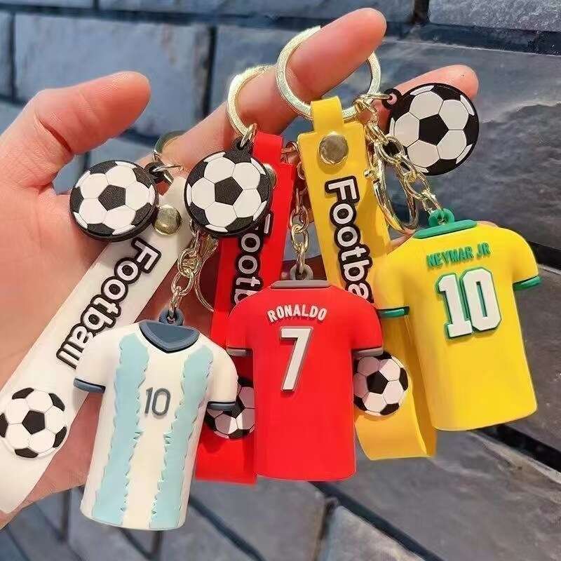 Creative Trendy Cartoon Football Jersey Pendant Car Keychain Bag Decoration Fan Exquisite Small Gift