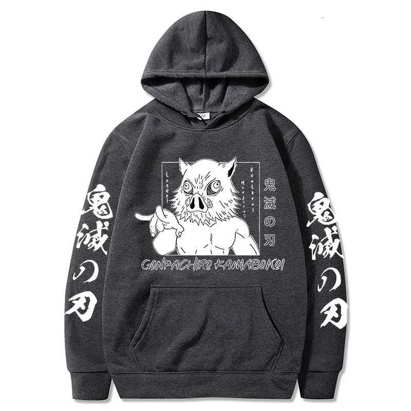 Demon Slayer Inosuke Hashibira Hoodies Anime Kimetsu no Yaiba Hooded Cute Kawaii Oversized Hoody Tops Men Women Sweatshirts W251021