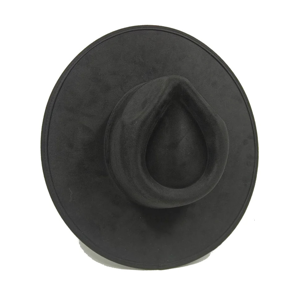 Vegan suede fedora hat with large teardrop top for women with stiff brim flat fashion hat suede hat hats for women 251016