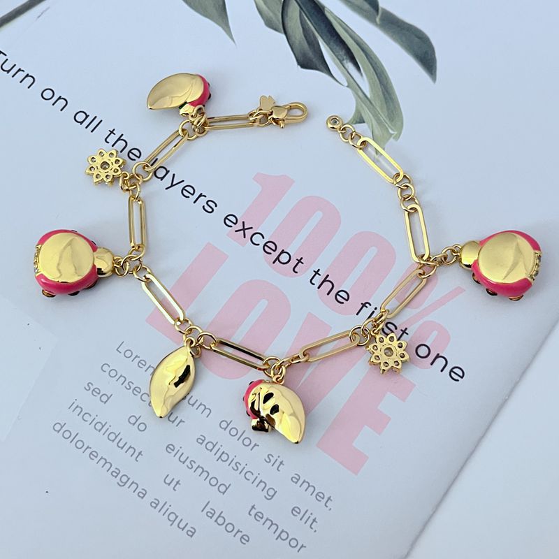 Luxury bracelet Colorful enamel cute ladybug leaf shaped diamond encrusted bracelet women Christmas gift designer bracelet free shipping