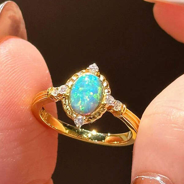 New Blue Sapphire Designer Opal Ring Fashion Trendy High-Value Design Design Elegant Luxury Versatile