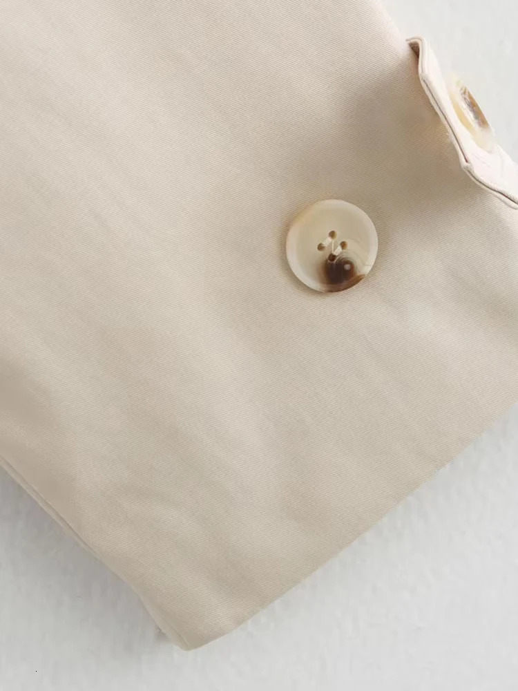 Double Breasted Crop Trench Coat for Women Fashion Belt Long Sleeve Lapel Collar Chic Outerwear Female Tops 251021