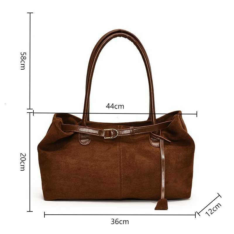 Autumn Winter Womens Suede Underarm Tote Bag Large Capacity Commuter Shopper Shoulder Bag 2025 New Trendy Soft Leather HandbagsXJ251021