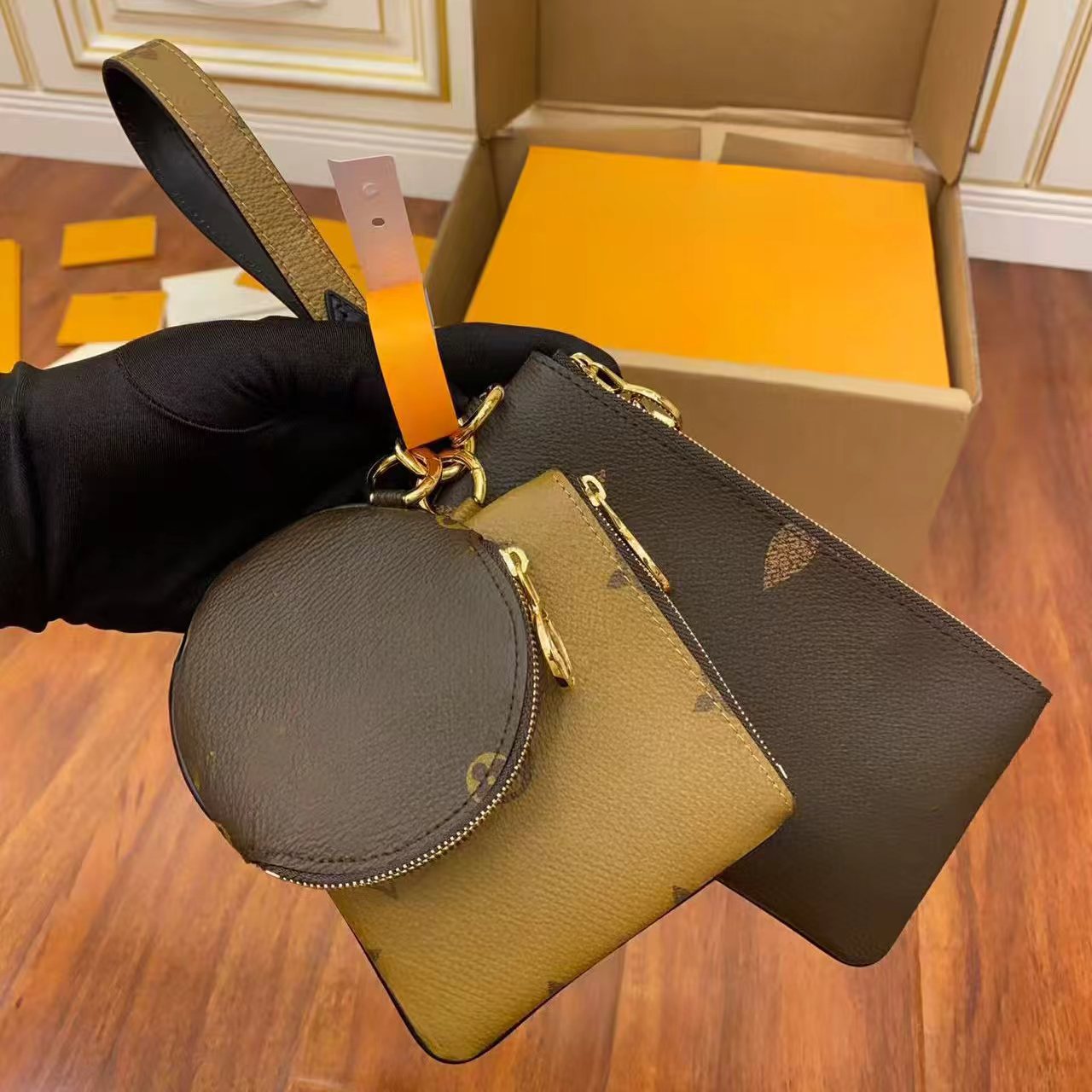 Three piece Woman Clutch Bag Designer Women Purse Wallet Luxury Lady Single Zipper Classic Purses Leather Wallets Womens Wallet Pouch Billfold