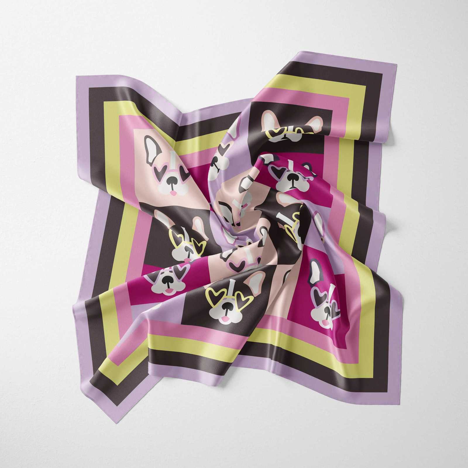 70CM70CM 2025 Print Design Silk Shawl Scarf Women Luxury Chiffon Brand Beach Stole Hijab Female Summer Wraps Headscarves W251021