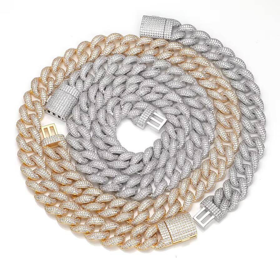 Mens and Ladies 925 Sterling Silver Chain 15mm Full Iced Out Link Cuban Moissanite Necklace