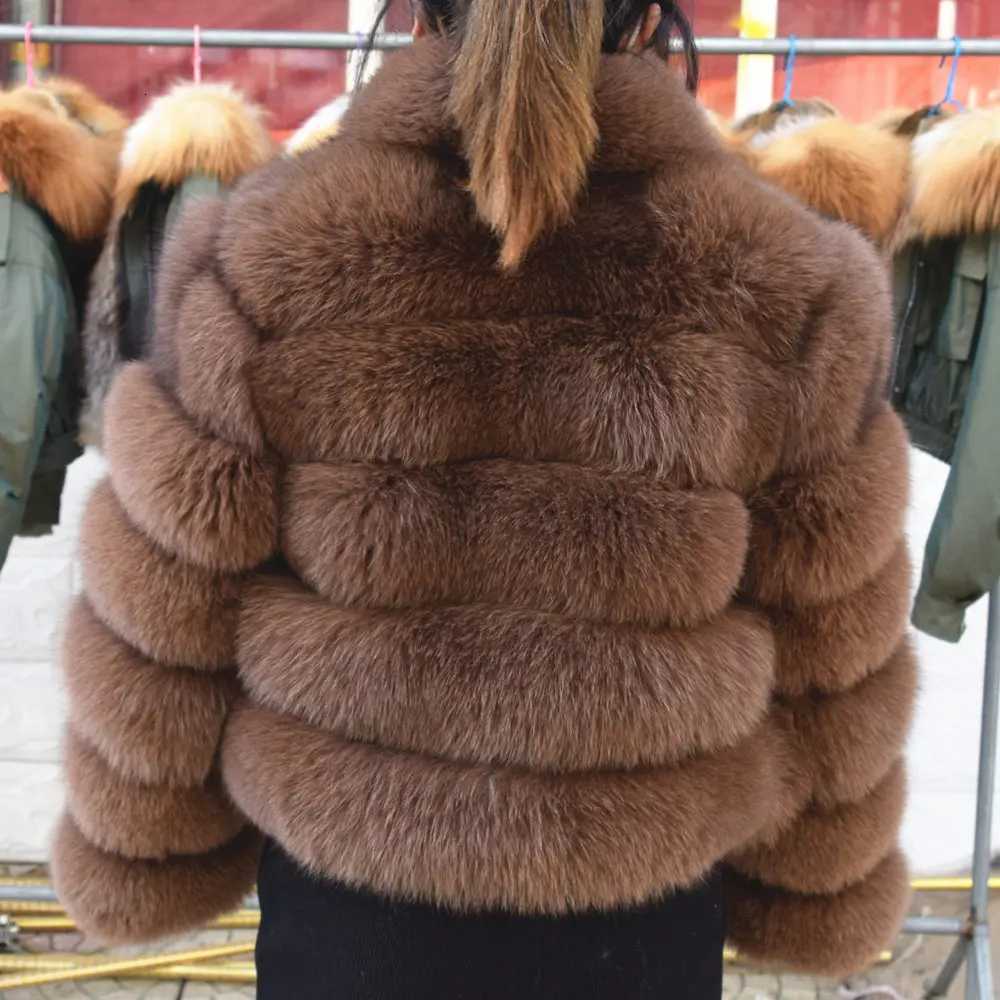 QUEENTINA Fox Fur Coat Real Winter New Outwears Womens Fashion Luxury Jacket High Quality Clothing Natural And Stand Collar Y251105